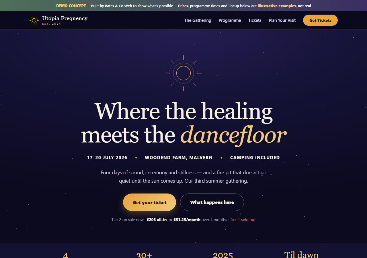 Utopia Frequency festival concept site