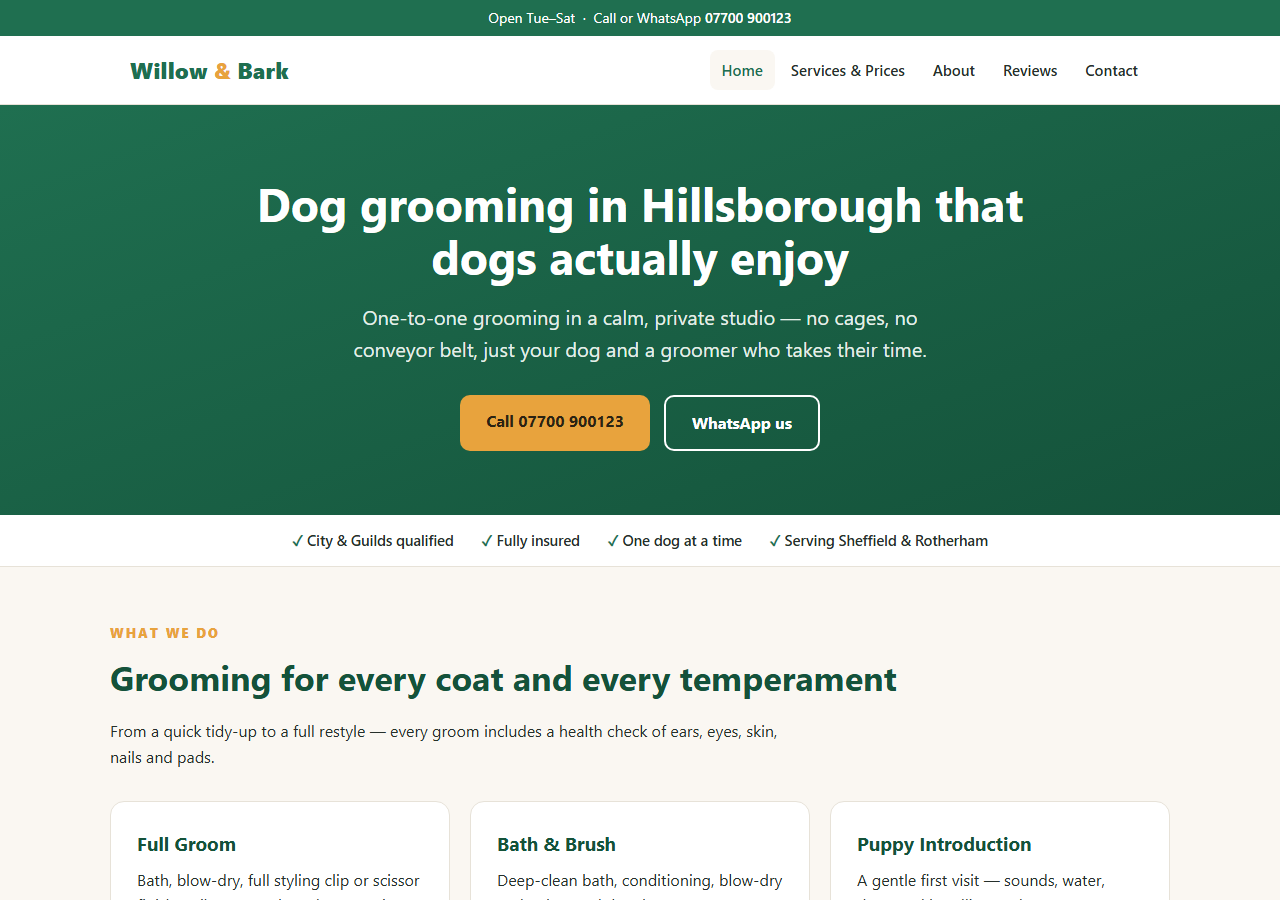 Willow & Bark demo website
